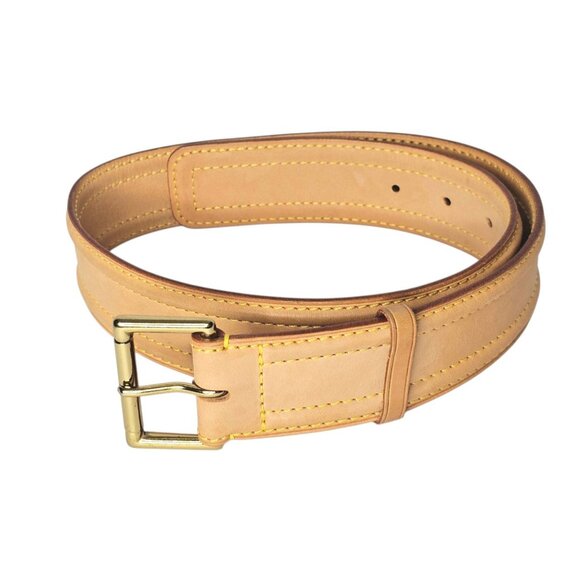 LOUIS VUITTON Vachetta Monogram Leather Belt Tan Size US Waist 25-28\